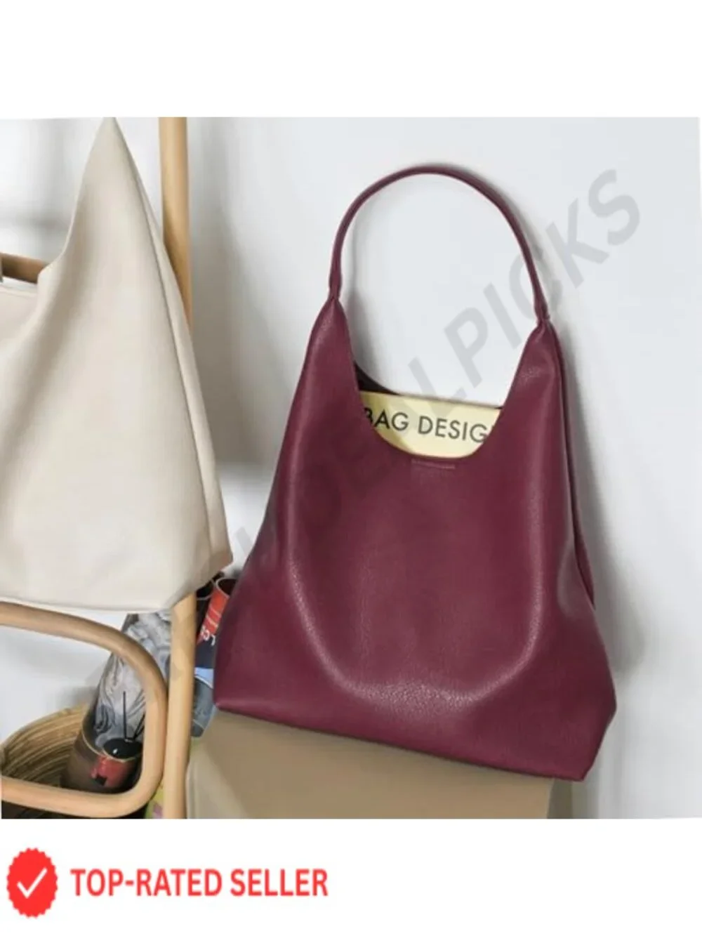 Slouchy Hobo Tote Vegan Leather Shoulder Handbag Women's Purse